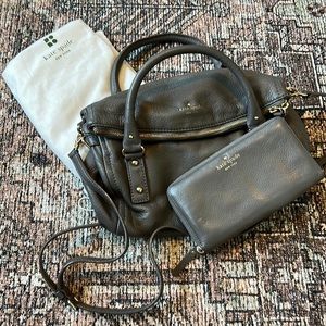Grey Kate Spade Leather purse with matching wallet